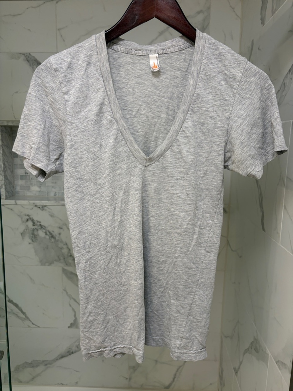 American Apparel “The Summer Shirt” Heather Gray Deep V-Neck Tee